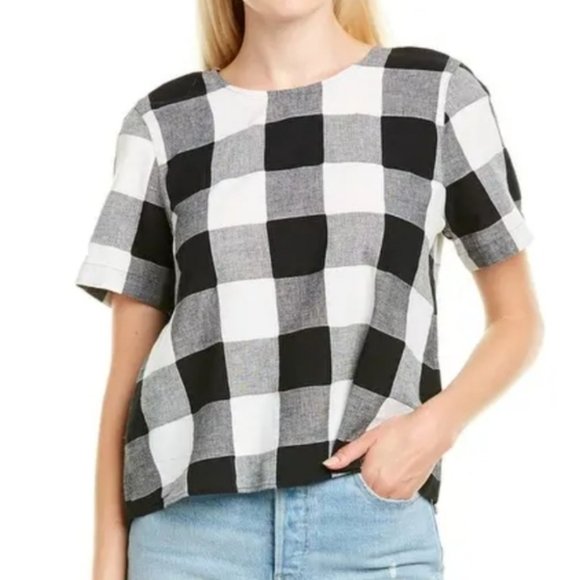 Madewell Tops - Madewell Boxy Button-Back Top in Gingham Check XS